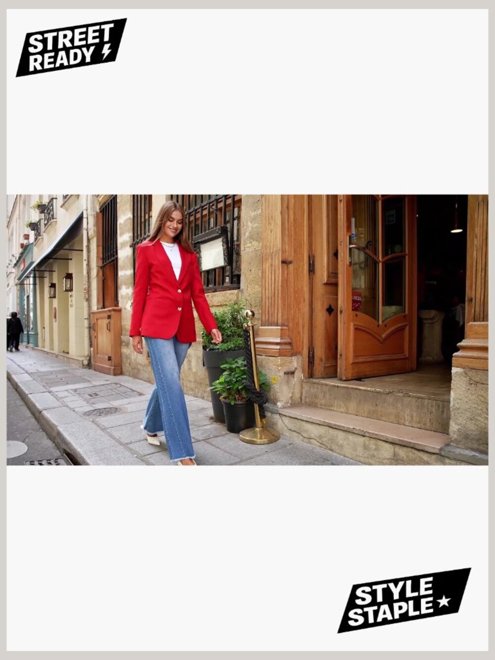 Business Casual Long Sleeve Blazer with Pockets Notch Lapel Open Front Suit - Picture 6 of 7